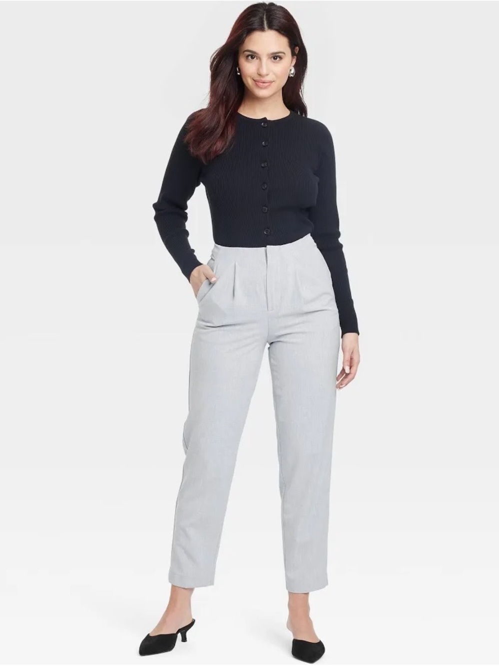 A New Day High Waisted Ankle Trousers in Gray